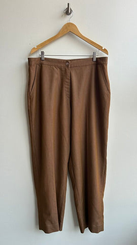 Pre-Owned Elegant Silk Brown Striped Dress Pants- Size X-Large (Estimated)