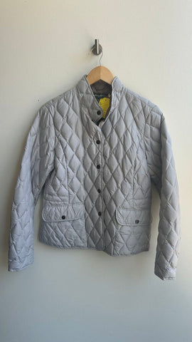 Pre-Owned Eddie Bauer Grey Quilted Snap Front Jacket - Size Medium