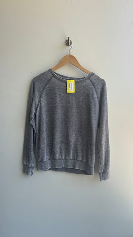 Pre-Owned Soyaconcept Grey Acid Wash Crew Neck Sweater- Size Small
