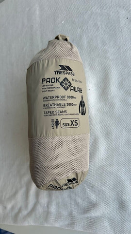 Pre-Owned Trespass Beige Waterproof Light Weight Pack Away Jacket- Size X-Small