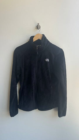 Pre-Owned North Face Black Fuzzy Mock Neck Full Zip Sweater- Size Small