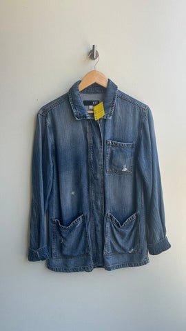 Pre-Owned Kut Medium Wash Button Up Heavy Denim Long Sleeve Top- SizSmall