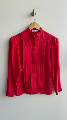 Pre-Owned Chagall Red Long Sleeve Button Up Top- Size Small (Estimated)