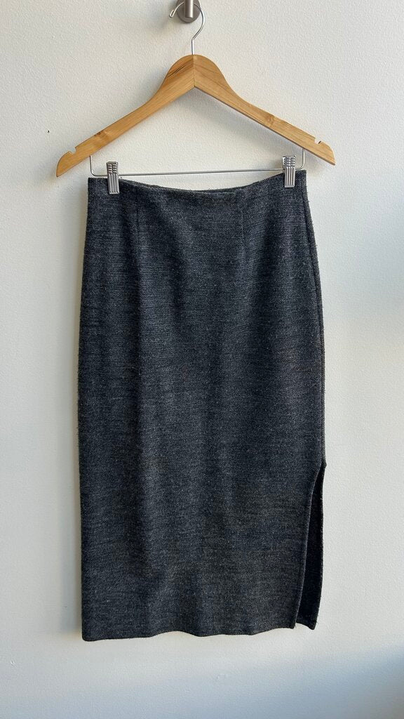 Pre-Owned Glensport Grey Knit Midi Pencil Skirt- Size 10