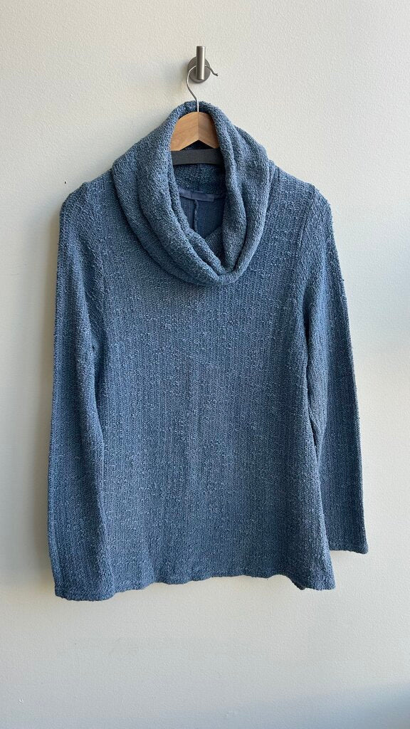 Pre-Owned Cut Loose Blue Knit Turtle/Cowl Neck Long Sleeve Sweater- Size Large