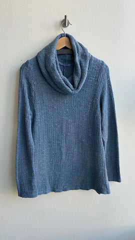 Pre-Owned Cut Loose Blue Knit Turtle/Cowl Neck Long Sleeve Sweater- Size Large