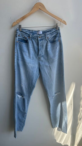 Pre-Owned Pistola Blue Light Wash Straight Leg Distressed Denim - Size 29