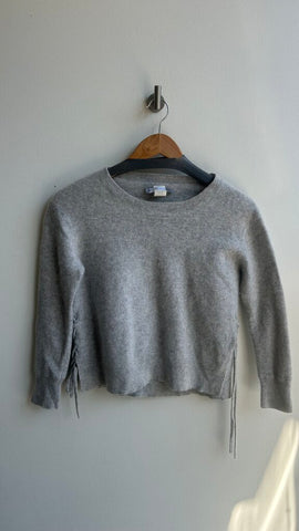 Pre-Owned In Cashmere Light Grey Side Tie Pullover Sweater- Size Medium