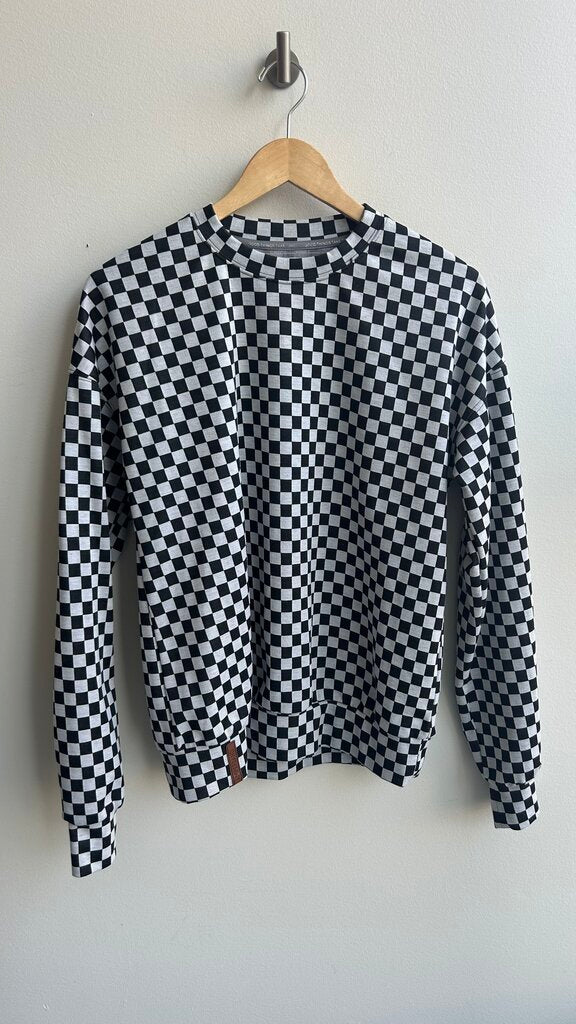 Pre-Owned Ampersand Avenue Black & White Checkered Crewneck -Size Medium