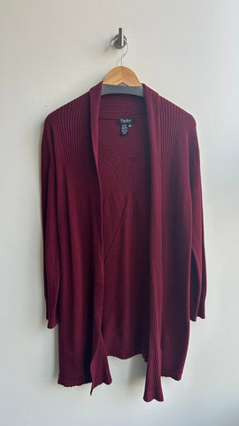 Pre-Owned Papillon Deep Red Open Front Knit Cardigan - Size X-Large