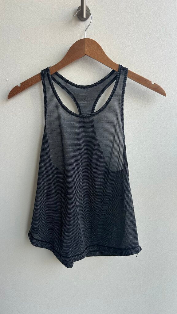 Pre-Owned Lululemon Black Sheer Striped Racerback Tank Top- Size Small (Estimated)