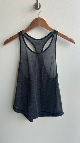 Pre-Owned Lululemon Black Sheer Striped Racerback Tank Top- Size Small (Estimated)