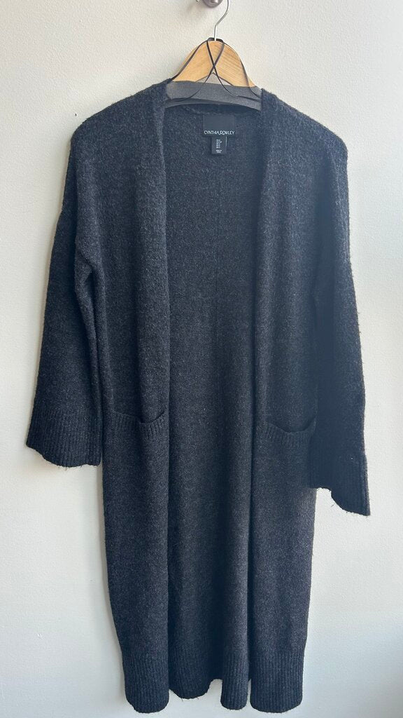 Pre-Owned Cynthia Rowley Charcoal Long Line Cardigan- Size Small