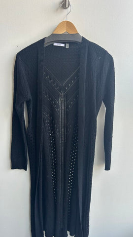 Pre-Owned Dex Black Open Knit Longline Cardigan- Size Small