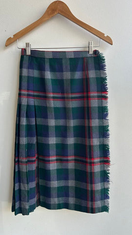 Pre-Owned Impromptu Green/Grey/Blue/Red Vintage Plaid Skirt- Size 10