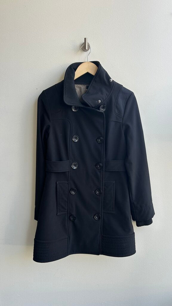 Pre-Owned Three Stones Black Double Breasted Collared Jacket- Size Small