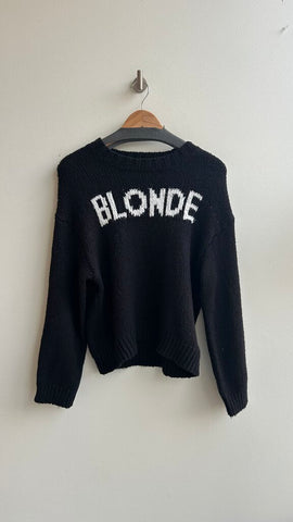 Pre-Owned Brunette the Label Black Knit 'Blonde' Long Sleeve Sweater- Size S/M