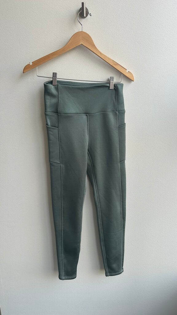 Pre-Owned Kyodan Green Fleece Lined Side Pocket Leggings - Size Small