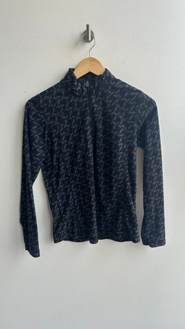 Pre-Owned Columbia Black/Grey Houndstooth 1/4 Zip Fleece Jacket - Size Small