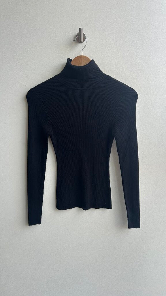 Pre-Owned RD Style Black Ribbed Turtle Neck Long Sleeve Top- Size Small