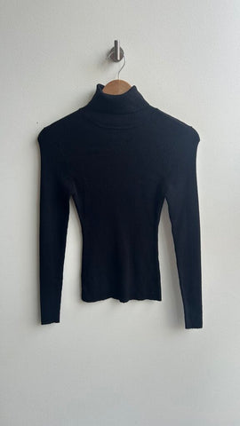 Pre-Owned RD Style Black Ribbed Turtle Neck Long Sleeve Top- Size Small