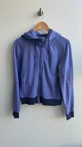 Pre-Owned Lululemon Purple Polka Dot Details Thumbhole Full Zip Hooded Sweater- Size Medium (Estimated)