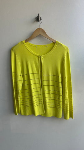 Pre-Owned Nygard Neon Yellow Top Clasp Sheer Lined Cardigan- Size Medium (Estimated)