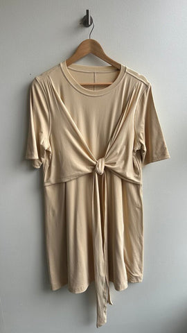 Pre-Owned Lululemon Cream Front Tie Up T-Shirt Dress- Size Large (Estimated)
