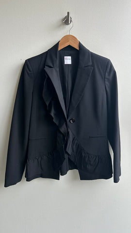 Pre-Owned Red Valentino Black Ruffle Trim Blazer- Size Medium (Estimated)