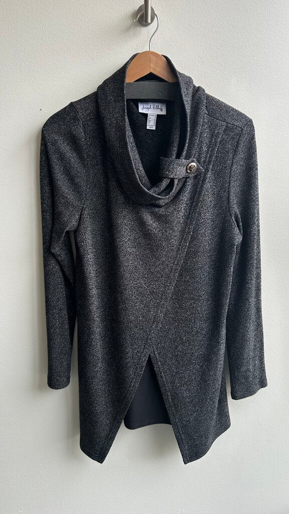 Pre-Owned Joseph Ribkoff Grey Cowl Neck Cross Over Tunic Sweater- Size 14