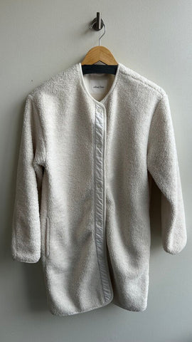 Pre-Owned Wilfred Free White Sherpa Long Liner Jacket- Size Small