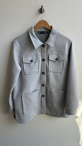 Pre-Owned C'est Moi Grey Double Pocket Shacket - Size Large