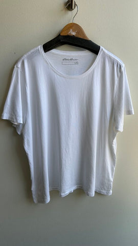 Pre-Owned Eddie Bauer White Short Sleeve Basic Tee- Size 2XL