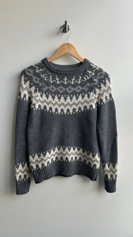 Pre-Owned TNA Grey Fair Isle Print Knit Sweater- Size X-Small