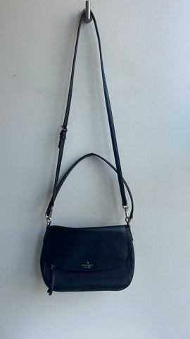 Pre-Owend Kate Spade Black Pebbled Foldover Top Crossbody