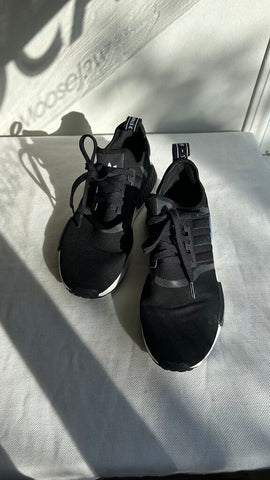 Pre-Owned Adidas Black with Chunky White Sole Runners- Size 10