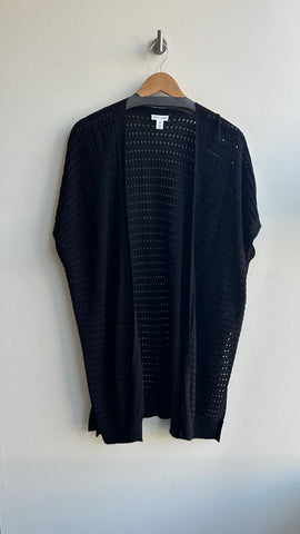 Pre-Owned Tribal Jeans Black Open Crochet Cover-Up Cardigan- Size Small