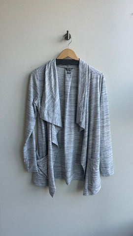 Pre-Owned Eddie Bauer Light Heathered Grey Waterfall Cardigan- Size Medium