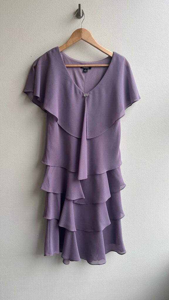 Pre-Owned SLNY Purple Cascade Tier Dress - Size 8