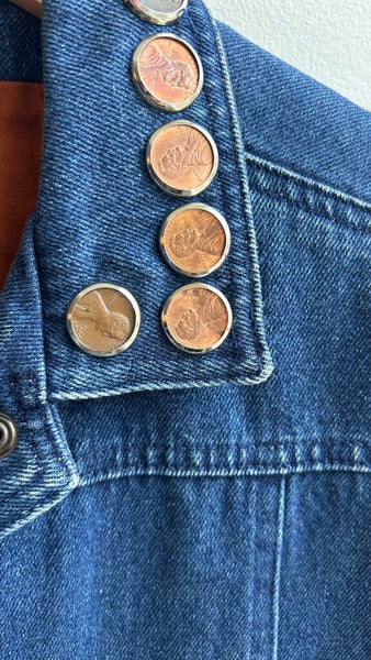 Pre-Owned Murcora Dark Wash Denim Vest Penny Lined Detail - Size Medium