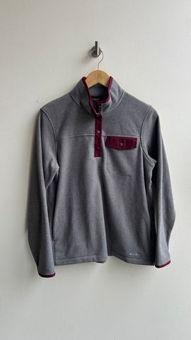 Pre-Owned Eddie Bauer Grey Fleece 1/4 Snap Collar Long Sleeve Sweater - Size Medium