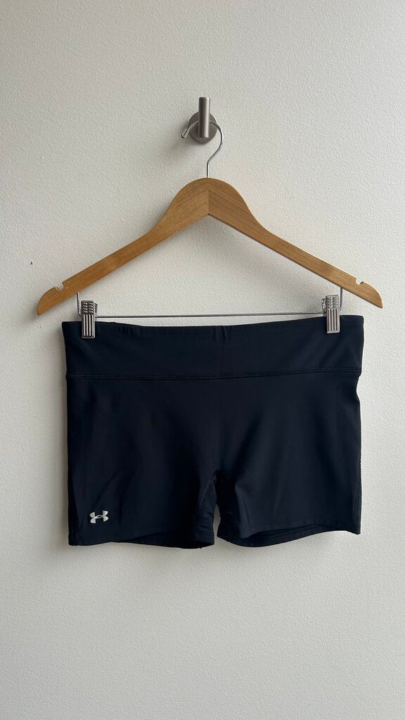 Pre-Owned Under Armour Black Spandex Athletic Shorts - Size Large