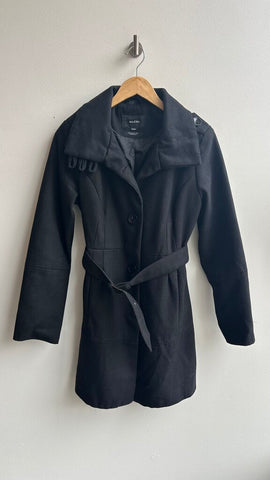 Pre-Owned Majora Black Belted Button Up Coat- Size Medium