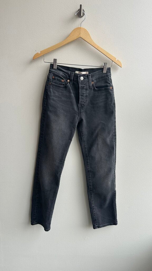 Pre-Owned Levi's Washed Black Wedgie Straight Leg Jeans - Size 25