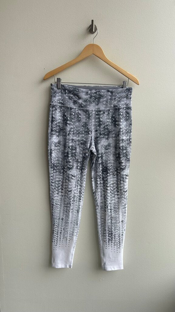 Pre-Owned Calvin Klein Performance Grey/White Printed Leggings- Size Large