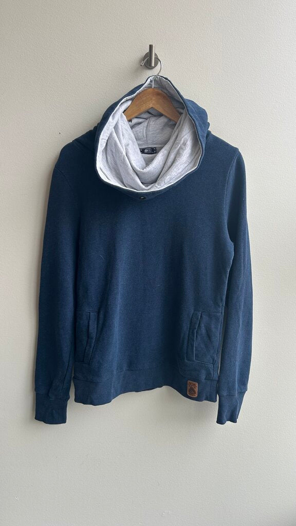 Pre-Owned Picture Organic Clothing Navy Sweatshirt with Grey Foldover Neck - Size Large