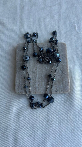 Pre-Owned Aldo Blue Shiny Bead Pewter Chain Long Necklace