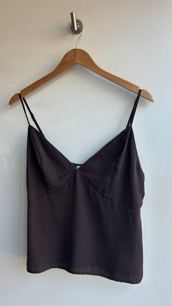 Pre-Owned Abercrombie & Fitch Brown Adjustable Straps Side Zip Tank Top- Size Large