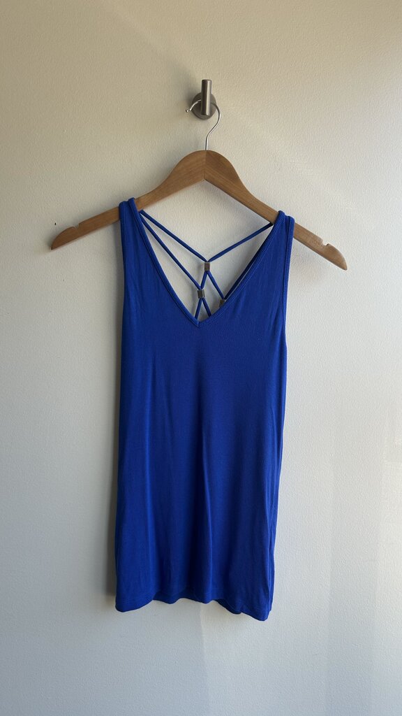 Pre-Owned Guess Blue Ribbed Tank Top- Size Medium