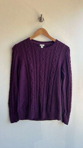 Pre-Owned LL Bean Purple Cable Knit Long Sleeve Sweater- Size Medium